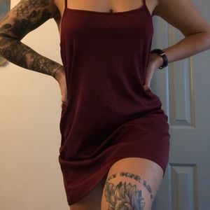 Burgundy slip dress